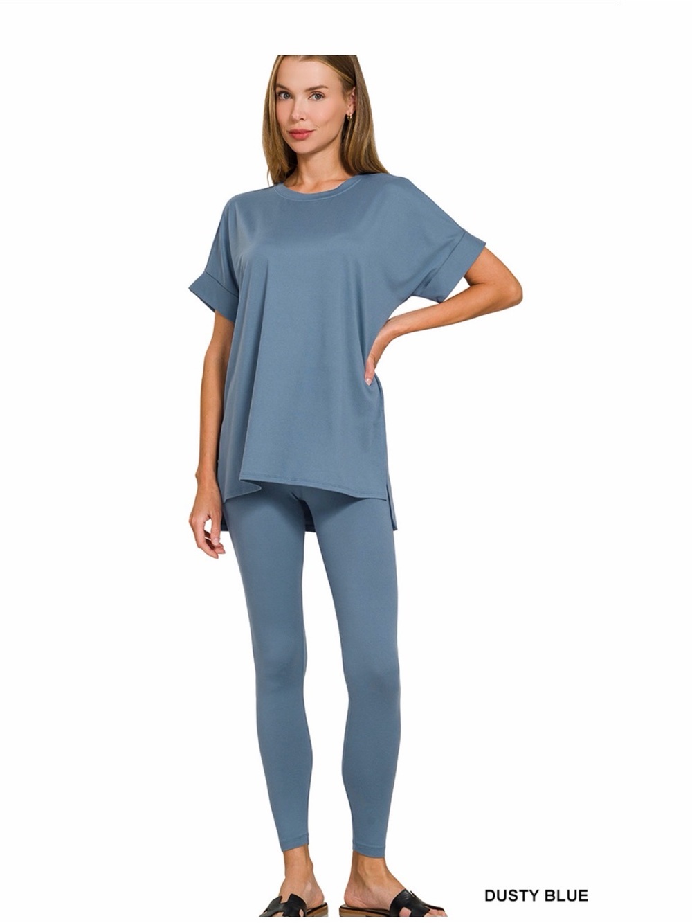 Zenana Dusty Blue DYY Brushed Microfiber Legging Set MTMP-57024